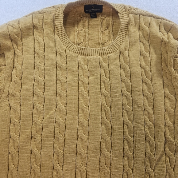 Brooks Brothers Supima Cotton Cable Knit Sweater 2XLT Yellow Big & Tall - Picture 2 of 8